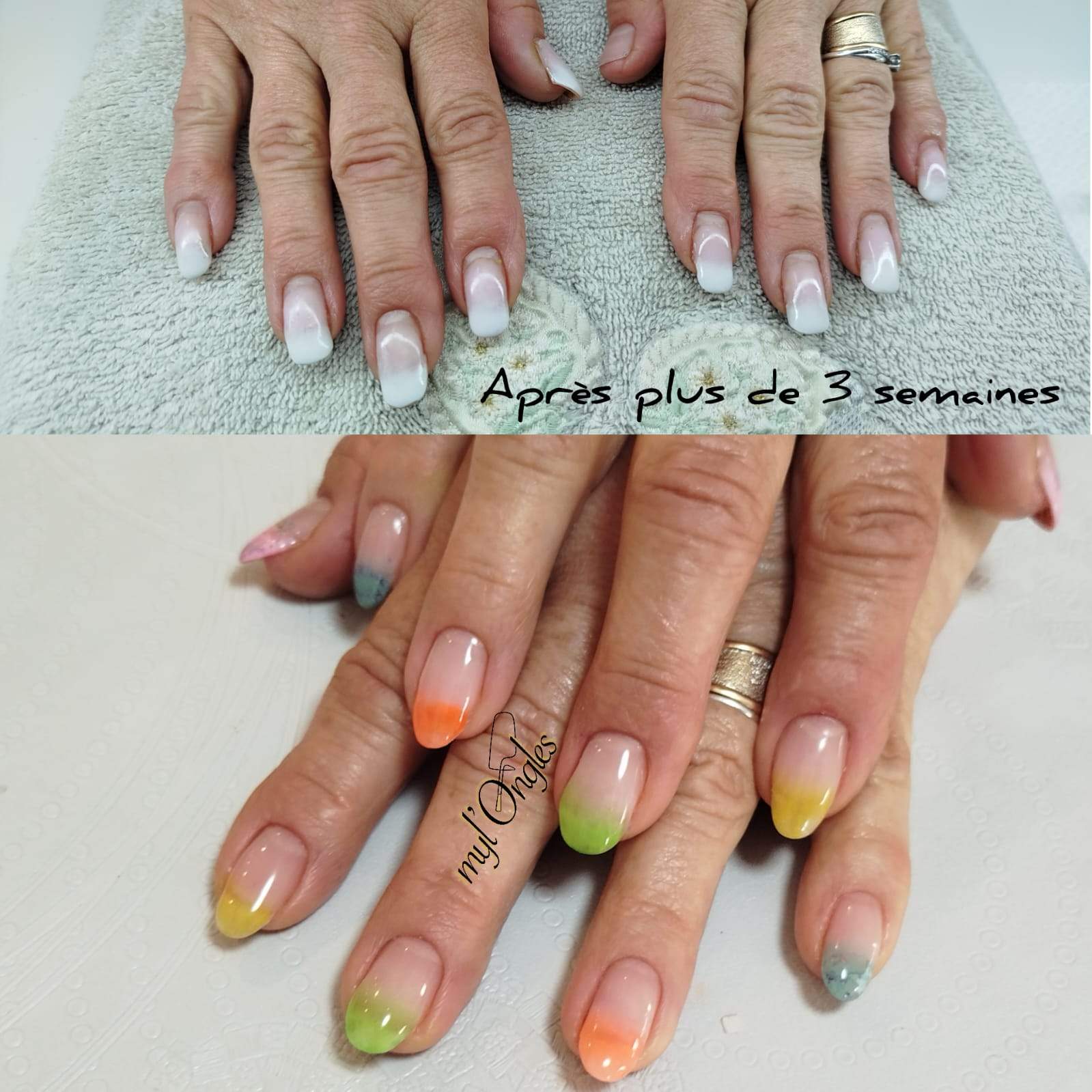 Dépose ongles du vernis semi-permanent et baby-color sur pose acrygel