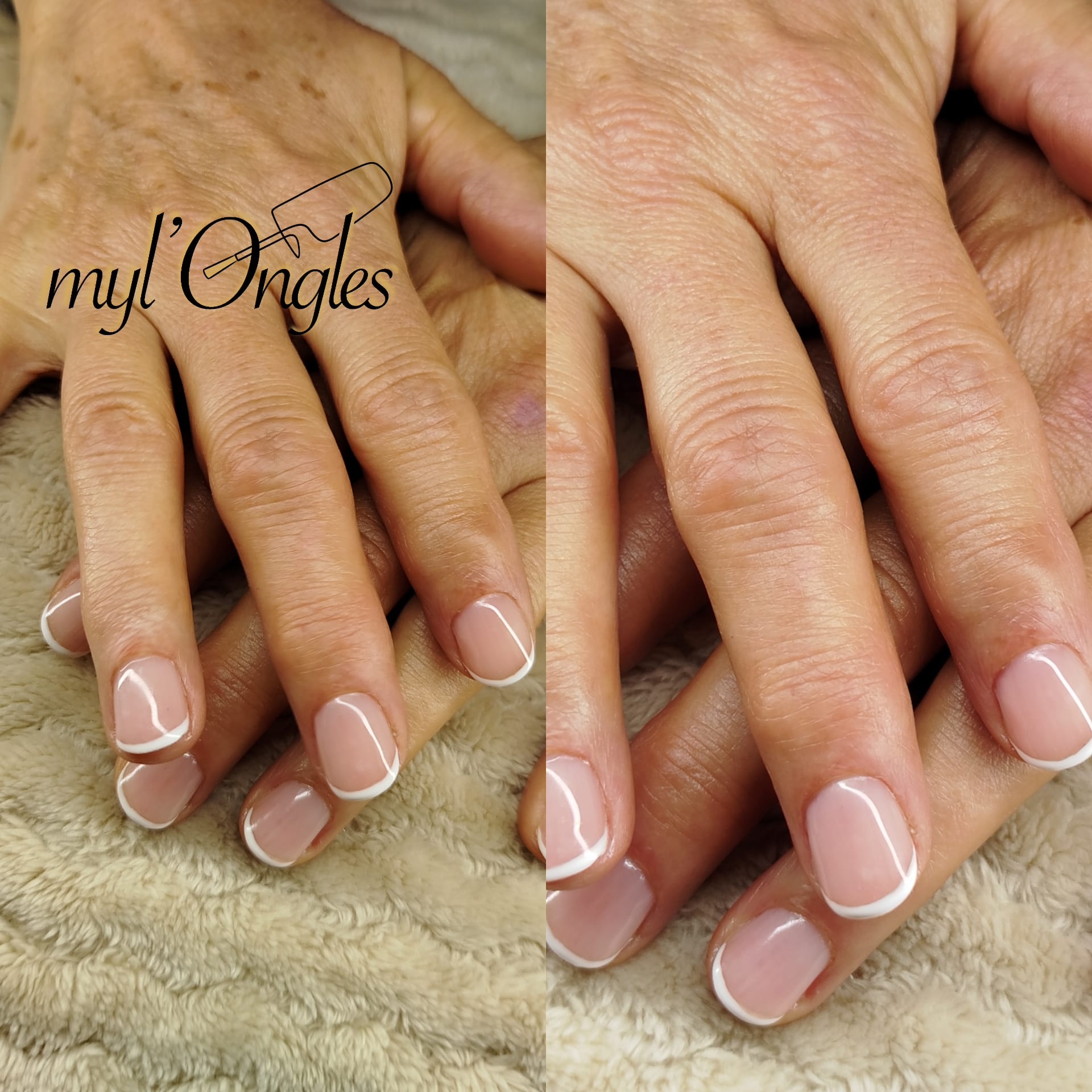 Vernis semi-permanent finition french manucure sur ongles courts